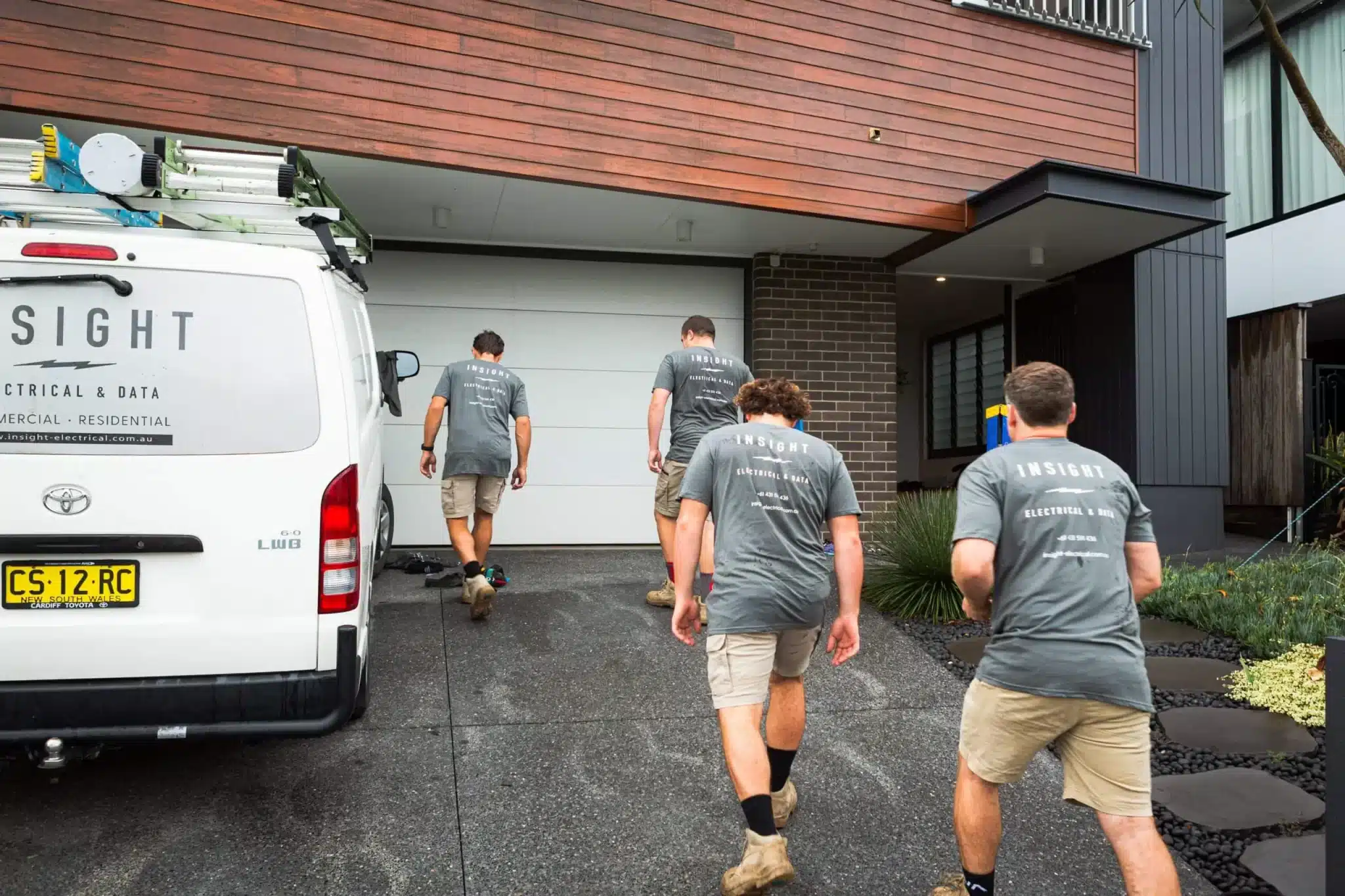 Insight Electrical technician installing security cameras in Newcastle